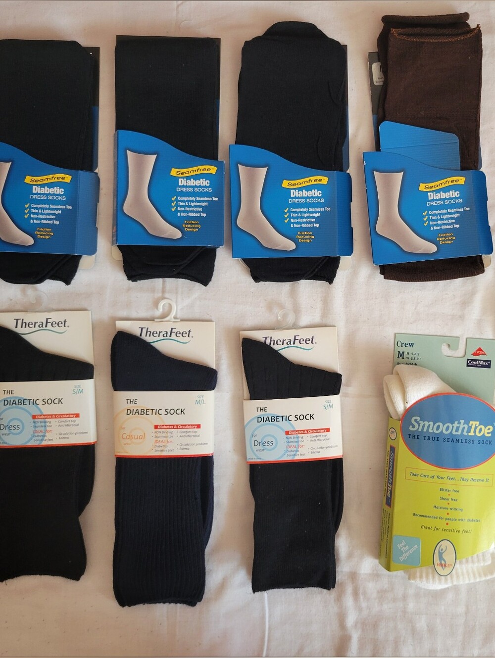 Men’s Diabetic Dress Socks - Black, white - 10 pairs